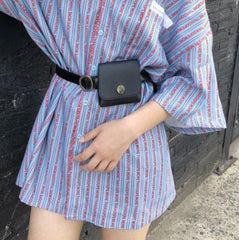 Riñonera pequeña de cuero negra