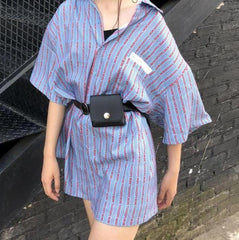 Riñonera pequeña de cuero negra