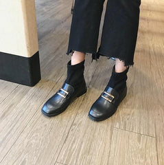 Botas cálidas de terciopelo con hebilla cuadrada negra