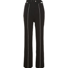 Schwarze Techwear-Hose mit geradem Bein und Cut-Outs