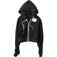 Schwarz Weiß Grau Dunkelblau Crop Hoodie