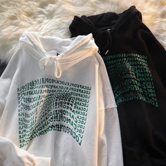 Schwarz-weißer Oversize-Hoodie mit „Loca People“-Buchstaben-Print