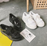 Botas Creepers de Cuero con Plataforma Blanca y Negra