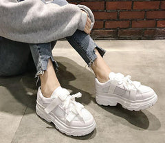 Botas Creepers de Cuero con Plataforma Blanca y Negra