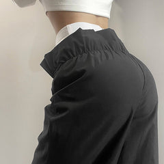 Pantalones holgados con cordón en la cintura, de Techwear, en blanco y negro