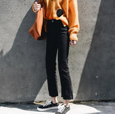 Vaqueros de mezclilla con bordes rotos, color azul, negro y gris