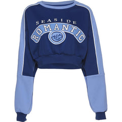 Sudadera deportiva retro azul con cintura recortada de los años 90