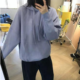 Sudadera con capucha extragrande de color azul liso