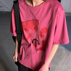 Oversize-T-Shirt mit Body Parts-Cartoon-Aufdruck