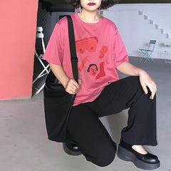 Oversize-T-Shirt mit Body Parts-Cartoon-Aufdruck