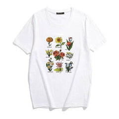Camiseta blanca con estampado botánico para chica estética