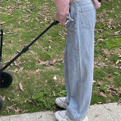 Schleifentasche Kawaii Ästhetische blaue Baggy Jeans