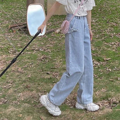 Schleifentasche Kawaii Ästhetische blaue Baggy Jeans