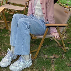 Schleifentasche Kawaii Ästhetische blaue Baggy Jeans