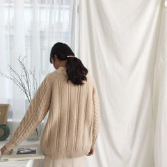 Suéter básico acogedor de punto trenzado