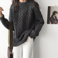 Suéter básico acogedor de punto trenzado