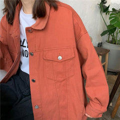 Helle Farben Lose Ulzzang Retro Jeansjacke