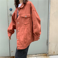 Helle Farben Lose Ulzzang Retro Jeansjacke