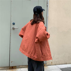 Helle Farben Lose Ulzzang Retro Jeansjacke