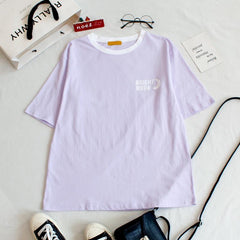 Camiseta extragrande con estampado morado pastel de luna brillante