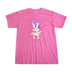 Camiseta extragrande con estampado de dibujos animados de Trolls de los años 90 en rosa brillante