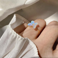 Anillo de cristal suave con diseño de hada y mariposa