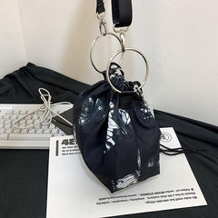 Butterfly Print Black Aesthetic Shoulder Pouch Bag