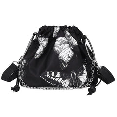 Butterfly Print Black Aesthetic Shoulder Pouch Bag