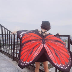 Butterfly Wings Print Loose Black Hippie Cloak