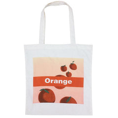 Canvas Orange Print Shopping Shoulder Bag