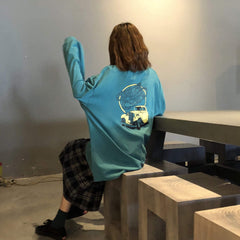 Camiseta extragrande de manga larga con estampado de coches de cartón