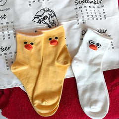Calcetines de algodón con estampado de dibujos animados de animales, pájaros y patos