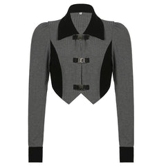 Camisa corta informal de canalé con cierre metálico