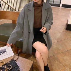 Chaqueta de traje informal holgada negra y gris