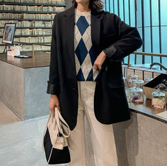 Chaqueta blazer informal holgada de estilo coreano