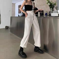 Lässiger One-Shoulder-Denim-Overall mit geradem Schnitt