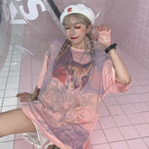 Camiseta extragrande con dibujo de gato al óleo