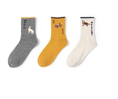 Calcetines con estampado animal y bordado de gato