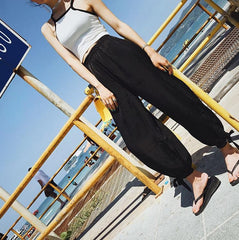 Chiffon Sommer Hellrosa Schwarz Elegante Hose