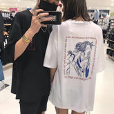Chinese Woman Back Grunge Print Oversized T-Shirt