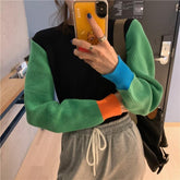 Color Block Internet Girl Knitted Sweater