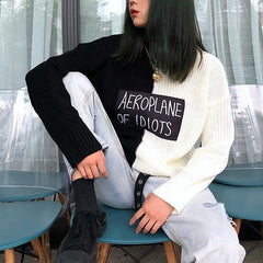 Suéter de punto holgado con bloques de color para chica de Internet