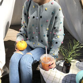 Colordul Plush Balls Knit Aesthetic Cardigan