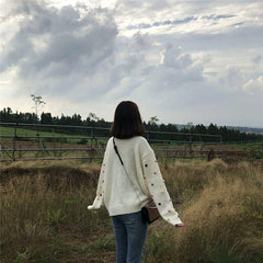 Colordul Plush Balls Knit Aesthetic Cardigan