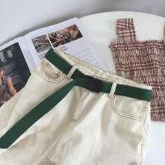 Cinturón de lona con hebilla de plástico colorido de los años 90