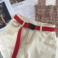 Cinturón de lona con hebilla de plástico colorido de los años 90