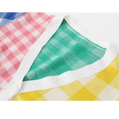 Cárdigan de punto con cuello en V y cuadros arcoíris de colores