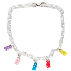 Collar de cadena acrílica transparente con forma de oso de gelatina de colores