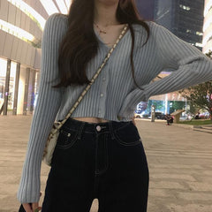 Colorful Petite Clothing Ribbed Crop Slim Blouse