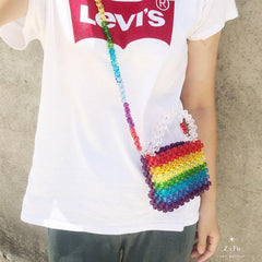 Colorful Transparent Beads Crossbody Mini Purse Bag